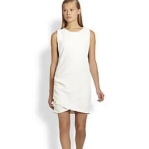Rebecca Minkoff Sleeveless Ruched Mini Shift Dress w/ Side Zippers Chalk White 4
